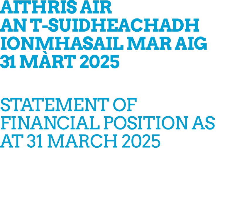 Aithris air an t suidheachadh ionmhasail mar aig 31 M rt 2025 Statement of financial position as at 31 March 2025
