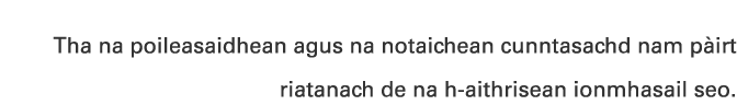 Tha na poileasaidhean agus na notaichean cunntasachd nam p irt riatanach de na h aithrisean ionmhasail seo. 