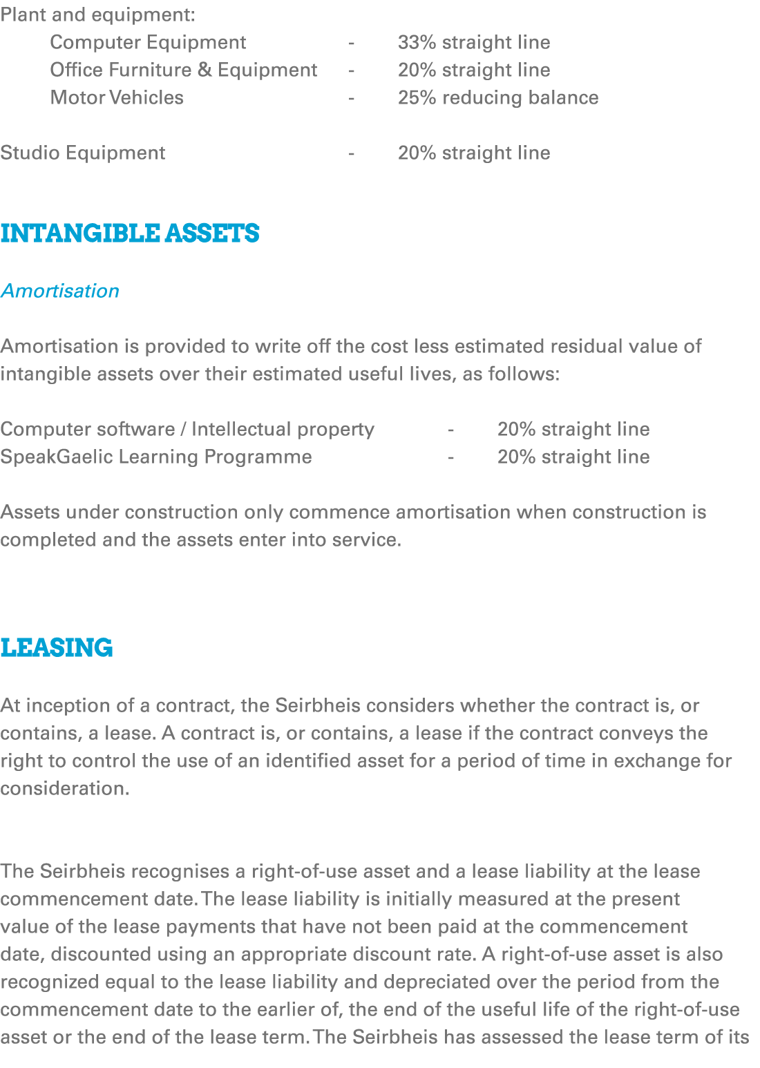 Plant and equipment: Computer Equipment 33% straight line Office Furniture & Equipment 20% straight line Motor Vehicl...