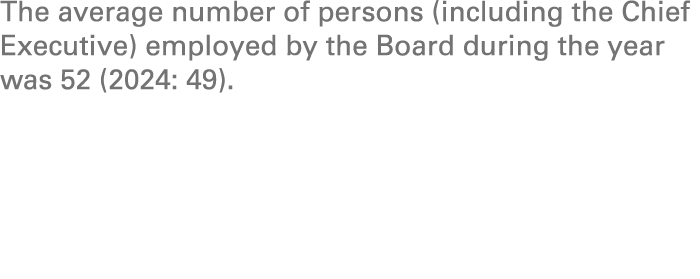 The average number of persons (including the Chief Executive) employed by the Board during the year was 52 (2024: 49).