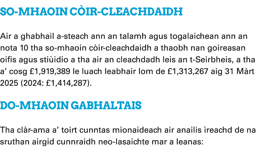 So mhaoin c ir cleachdaidh Air a ghabhail a steach ann an talamh agus togalaichean ann an nota 10 tha so mhaoin c ir ...