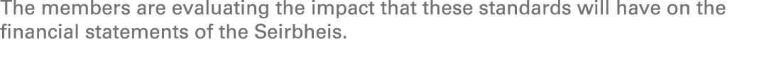 The members are evaluating the impact that these standards will have on the financial statements of the Seirbheis.