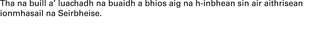 Tha na buill a’ luachadh na buaidh a bhios aig na h inbhean sin air aithrisean ionmhasail na Seirbheise.