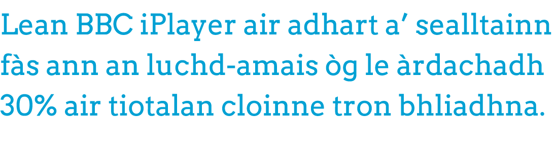 Lean BBC iPlayer air adhart a’ sealltainn f s ann an luchd amais g le  rdachadh 30% air tiotalan cloinne tron bhliad...