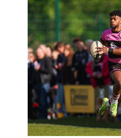 AYR, SCOTLAND - APRIL 26: Ayr's Amena Caqusau runs on to score a first half try during the Arnold Clark Men's Premiership Final match between Ayr Rugby and Watsonians at Millbrae, on April 26, 2025, in Ayr, Scotland. (Photo by Calum Chittleburgh / SNS Group)