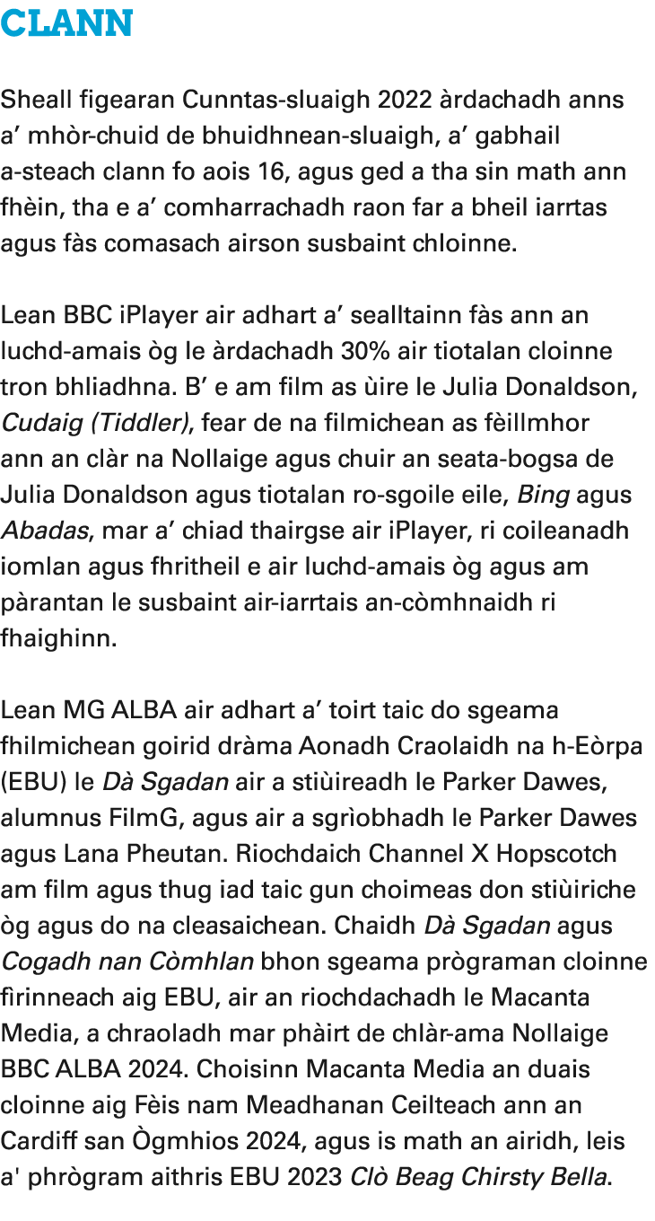Clann Sheall figearan Cunntas sluaigh 2022 rdachadh anns a’ mh r chuid de bhuidhnean sluaigh, a’ gabhail a steach cl...