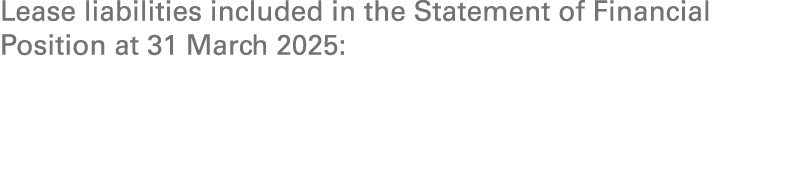 Lease liabilities included in the Statement of Financial Position at 31 March 2025: